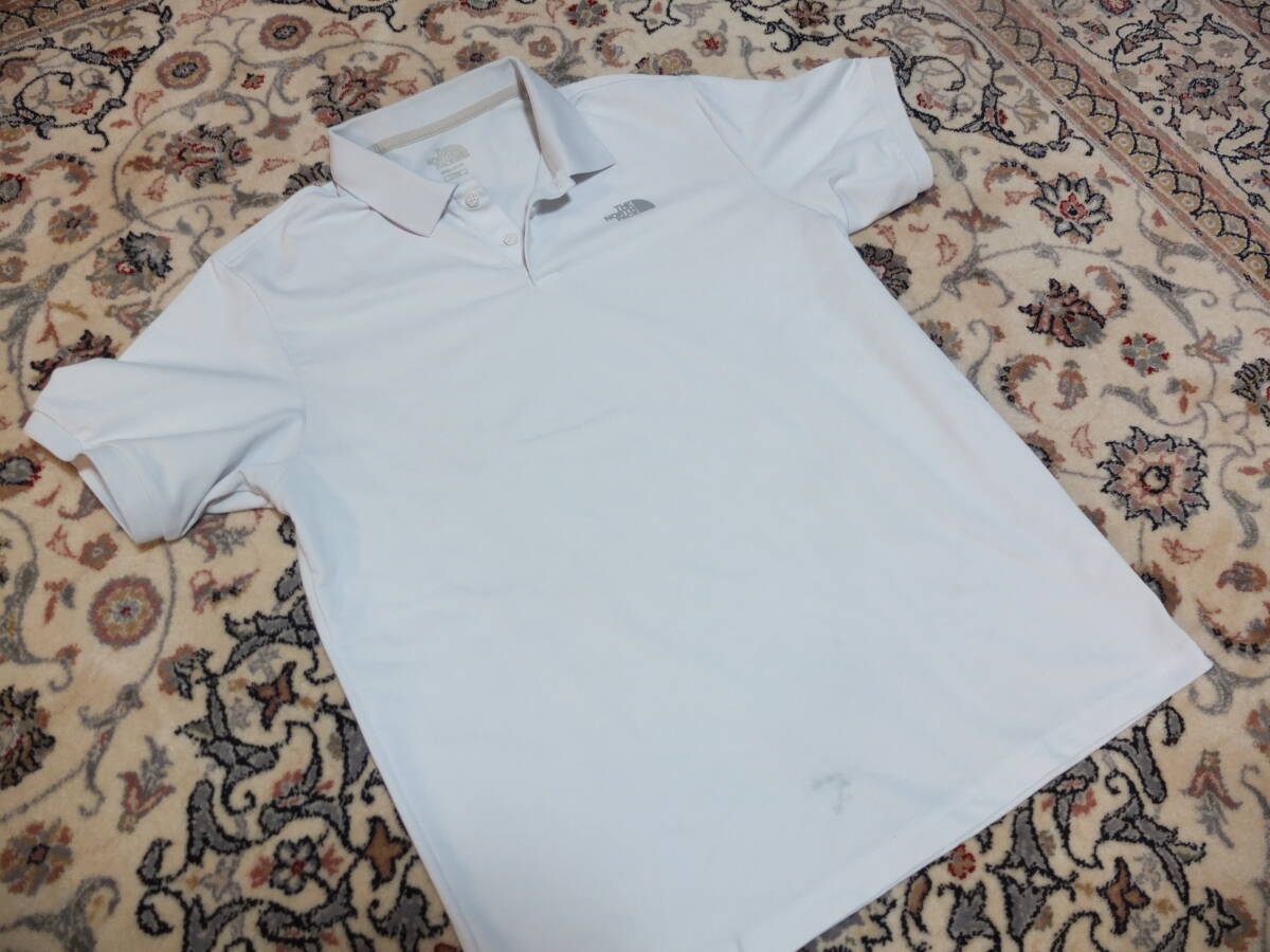 The North Face 半袖ポロ L 白（薄い銀）色 中古・送料込み / ザノースフェイス 汚れありの画像1