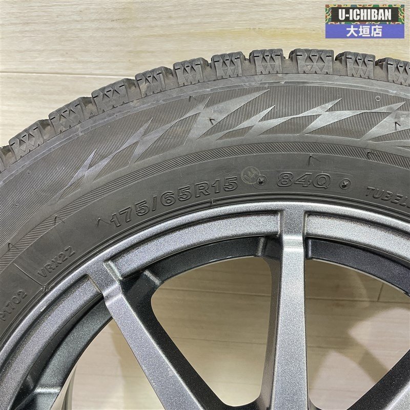 ヤリス アクア スイフト スペイド 等 S 5.5-15+45 4H100 2021年製 ブリヂストン VRX2 175/65R15 15インチ スタッドレス 4本セット 002R_画像7