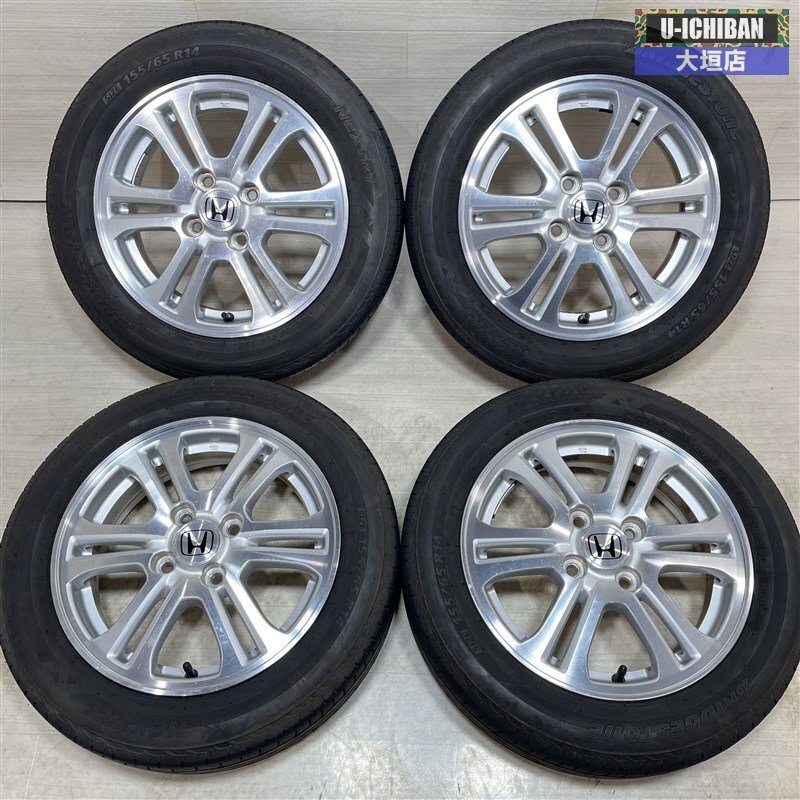 N-BOX N-ONE N-WGN 等 ホンダ N-BOX 4.5-14+40 4H100 ブリヂストン ネクストリー 155/65R14 14インチ 4本セット 002Rの画像1