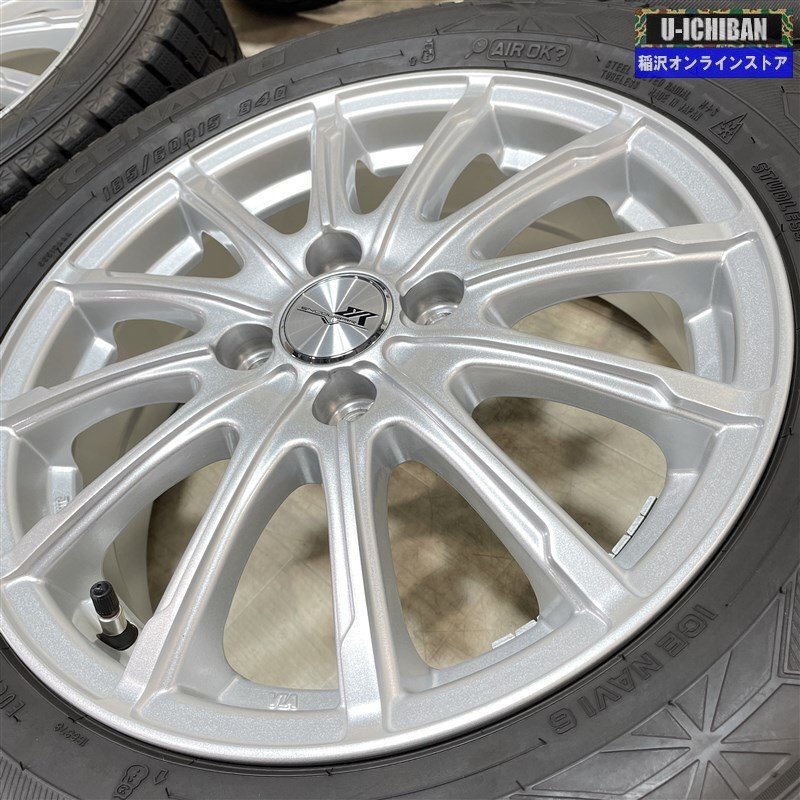 美品! アクア ヤリス ヴィッツ 等 ENCOUGAR 5.5-15+45 4H100 グッドイヤー アイスナビ6 185/60R15 15インチ スタッドレス 4本セット 009の画像5