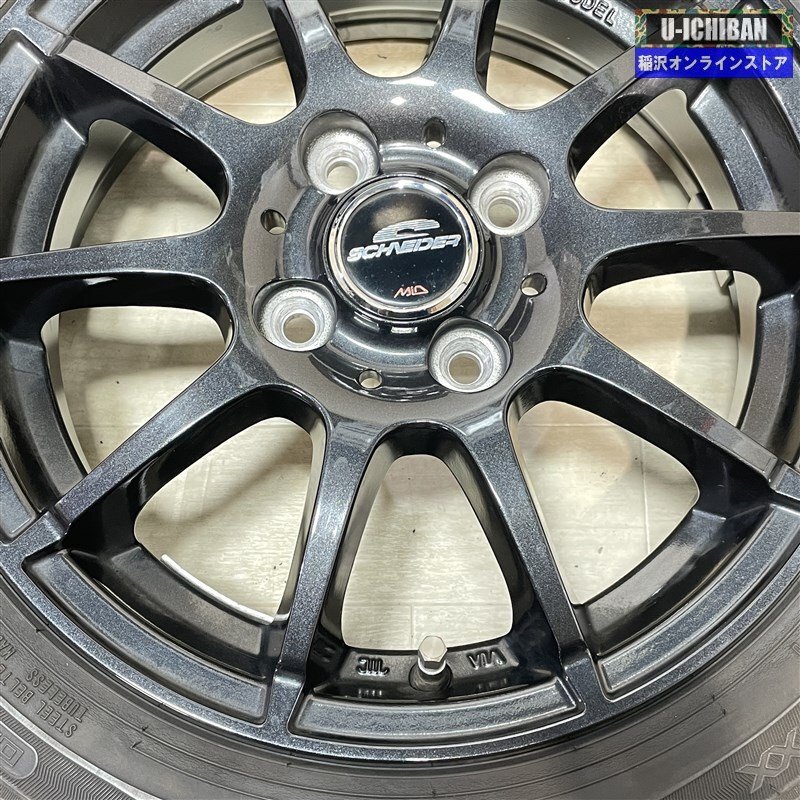 軽 N-BOX タント スペーシア 等 SCHNEIDER STAG 4.5-14+43 4H100 ダンロップ WM01 155/65R14 14インチ スタッドレス 4本セット 009_画像5