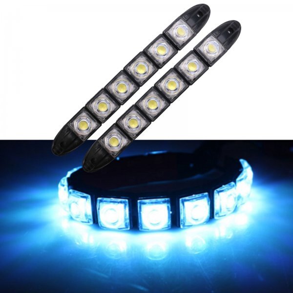  flexible LED daylight all-purpose turns foglamp spotlight waterproof 12V left right 2 piece set 6 ream light blue ice blue 