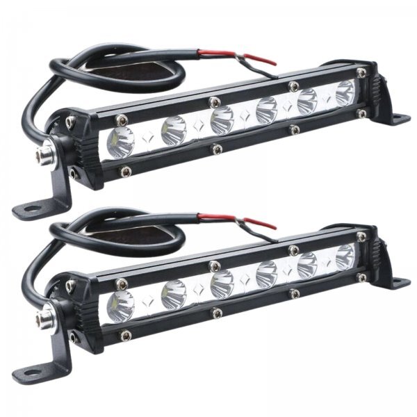 6連 LED ワークライト 18W 汎用 ライトバー 作業灯 フォグランプ デイライト 12V 24V 18cm 白 ホワイト_画像1