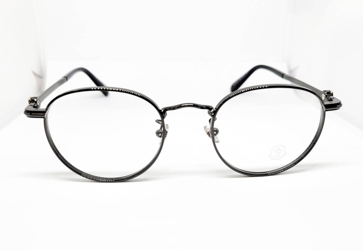 MONCLER モンクレール 正規品 眼鏡フレーム ML5204-H 008 ガンメタ ブラック ダウンケース付 ボストン 新品 アジアンフィット メンズ_画像2