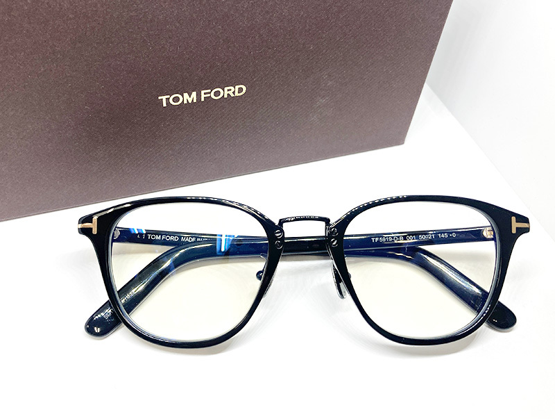 TOM FORD 正規品 ブルーライトカット付 BLUE BLOCK 眼鏡フレーム 伊達メガネ FT5919DB-001 ブラック 黒縁 トムフォード ボストンの画像1