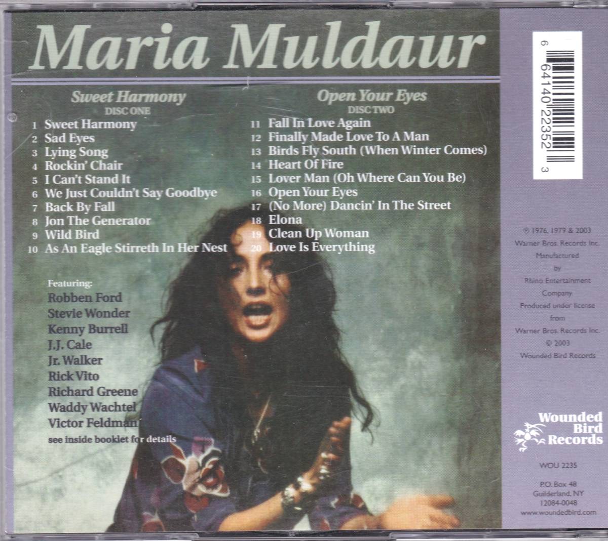 ☆MARIA MULDAUR(マリア・マルダー)/Sweet Honey＆Open Your Eyes『76年＆79年発表の豪華面子参加の超大名盤CD２枚組セット』◆レア廃盤◇_画像2