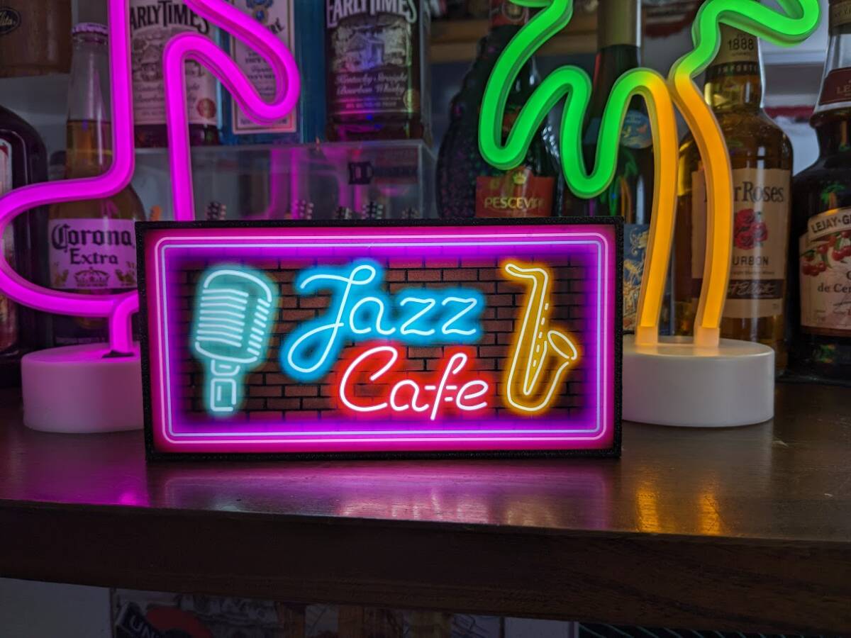 JAZZ レトロジャズ カフェ ライブ バー ジャズ喫茶 ボーカル サックス サイン ランプ 照明 看板 置物 雑貨 ライトBOX 電飾看板 電光看板_画像1