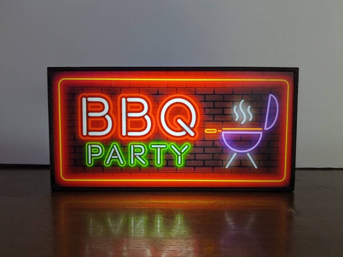 【電池式】アウトドア キャンプ サイト BBQ バーベキュー 焼肉 宴会 目印 サイン 看板 置物 雑貨 コンパクト 電飾看板 ライトBOX 電飾看板_画像1