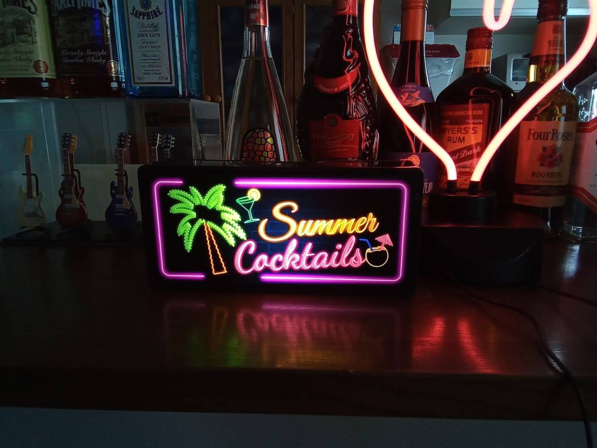 ハワイ 南国 サマー トロピカル カクテル カフェ バー パブ ミニチュア サイン ランプ 看板 置物 雑貨 LED ライトBOX 電飾看板 電光看板
