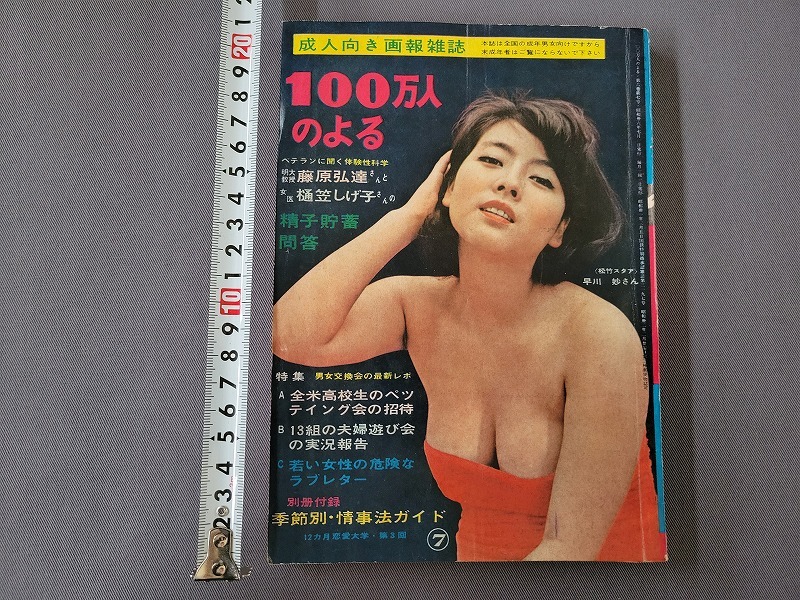昭和36年7月号 100万人のよる 成人向き画報雑誌 別冊付録なし 季節風書店 当時物 /Bの画像1