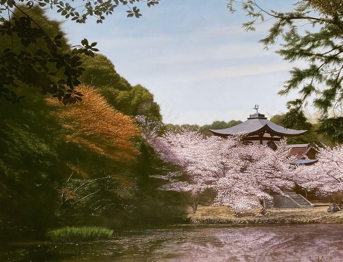  Yoshida ..(1959-)* rear rhythm oil painting 30 number [.. temple ice ... Sakura ]..* warehouse : adding art gallery, turtle hill city another * day exhibition special selection * origin white day . member 