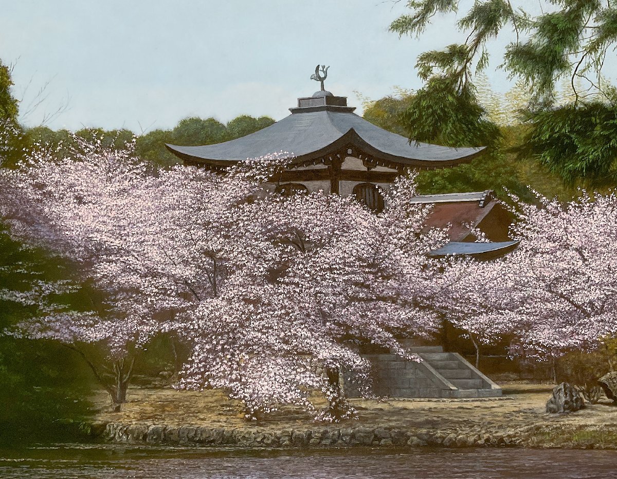  Yoshida ..(1959-)* rear rhythm oil painting 30 number [.. temple ice ... Sakura ]..* warehouse : adding art gallery, turtle hill city another * day exhibition special selection * origin white day . member 
