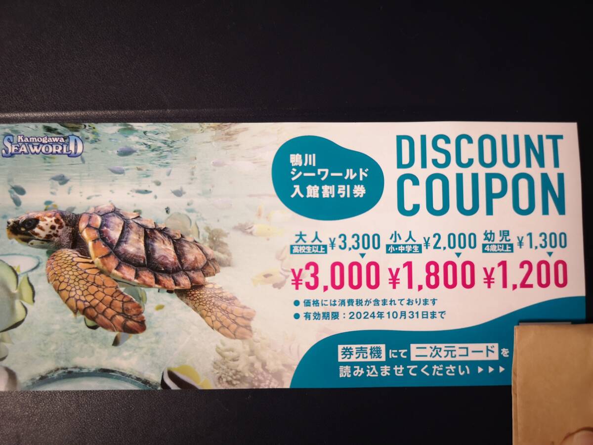鴨川シーワールド 入館割引券 2024年10月末まで 1枚で5名まで利用可能 送料63円 の画像1