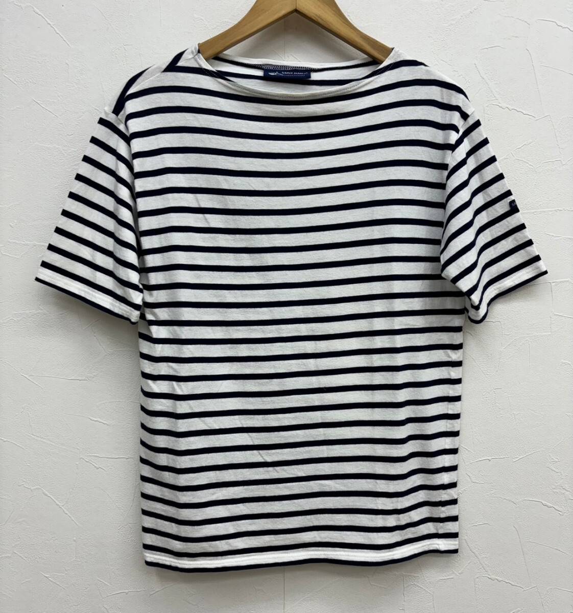 送料370円【size.5】SAINT JAMES セントジェームス ボーダー 半袖Tシャツ メンズ フランス製 バスクシャツ カットソー 白紺 検(オーチバル