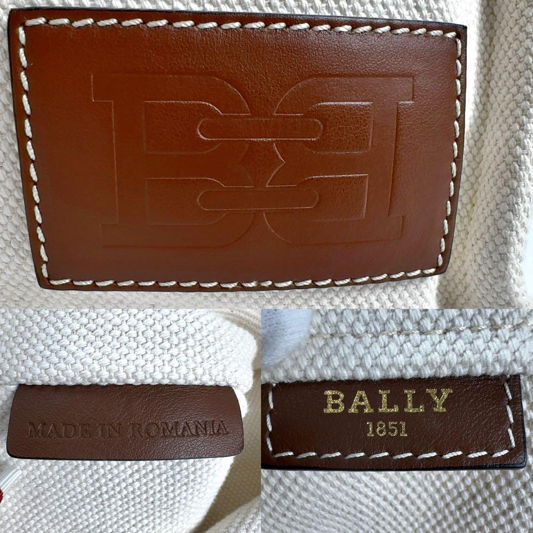 【極美品】BALLY バリー キャンバストートバッグ メンズ アイボリー 白 ホワイト 肩掛け デカロゴ A4 ビジネス_画像9