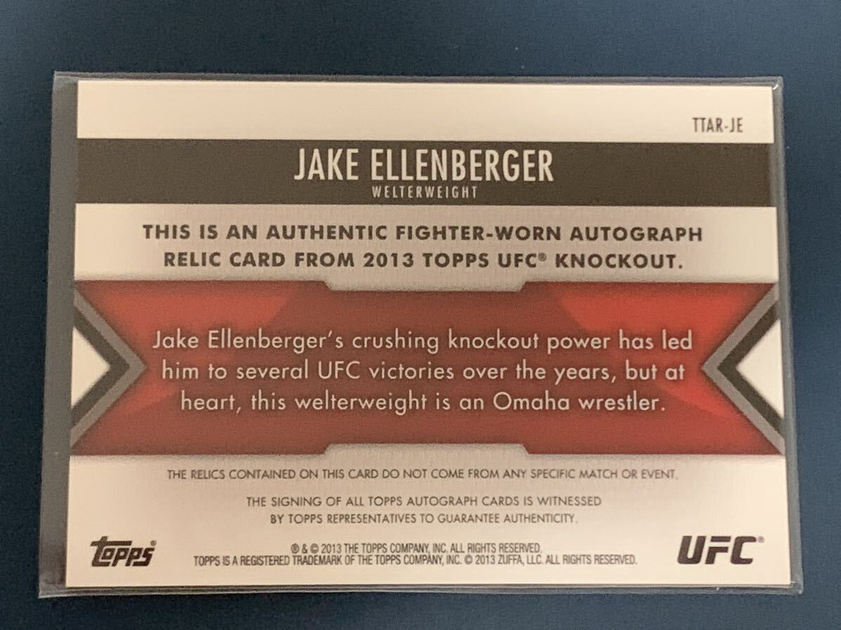 18枚限定 ジェイク・エレンバーガー 直筆サイン格闘着カード TOPPS UFC KNOCKOUT 2013_画像2