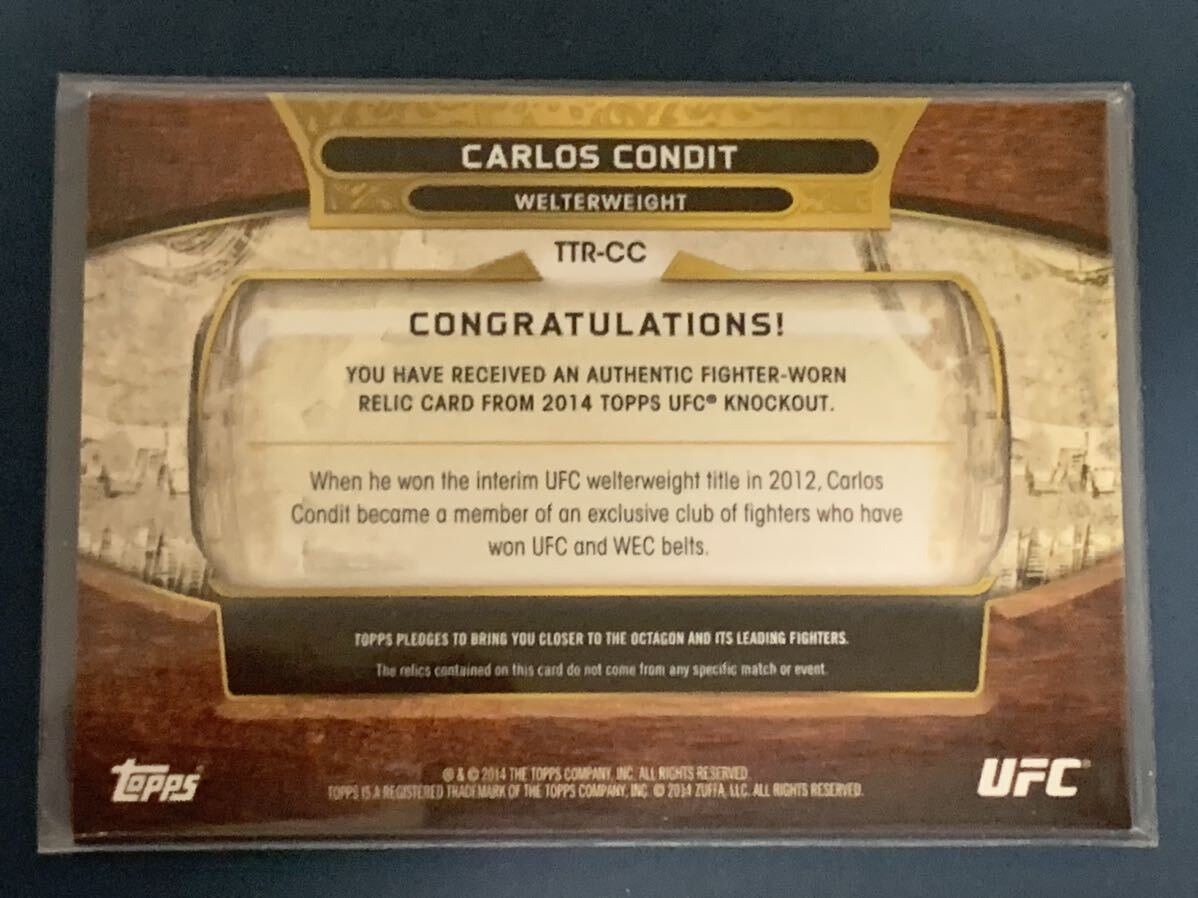 27枚限定 カーロス・コンディット アメジストパラレル格闘着カード TOPPS UFC KNOCKOUT 2014の画像2