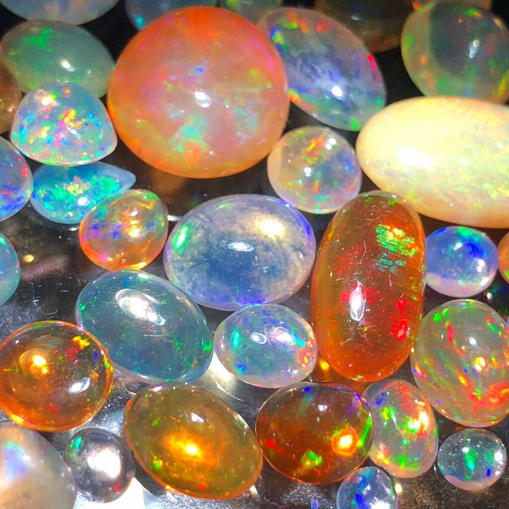 L04-0029 まとめ☆ファイヤーオパールルース 12.7g 63.5ct ( ファイヤー opal 遊色 虹 裸石 宝石 ルース jewelry )の画像1