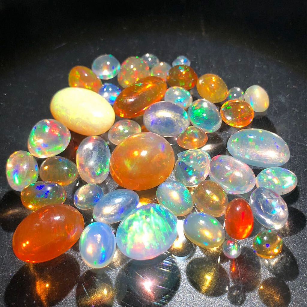 L04-0029 まとめ☆ファイヤーオパールルース 12.7g 63.5ct ( ファイヤー opal 遊色 虹 裸石 宝石 ルース jewelry )の画像5