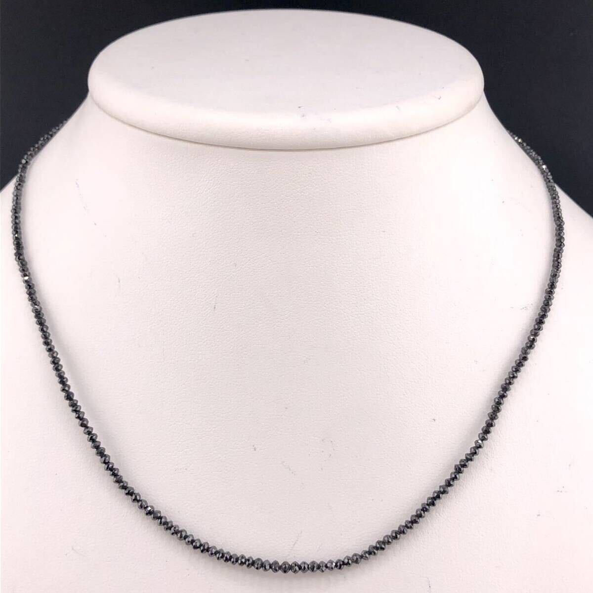 E03-6459 ブラックダイヤモンドネックレス 約40cm 34g K14WG 13.20ct ( Black diamond necklace K14WG jewelry )の画像2