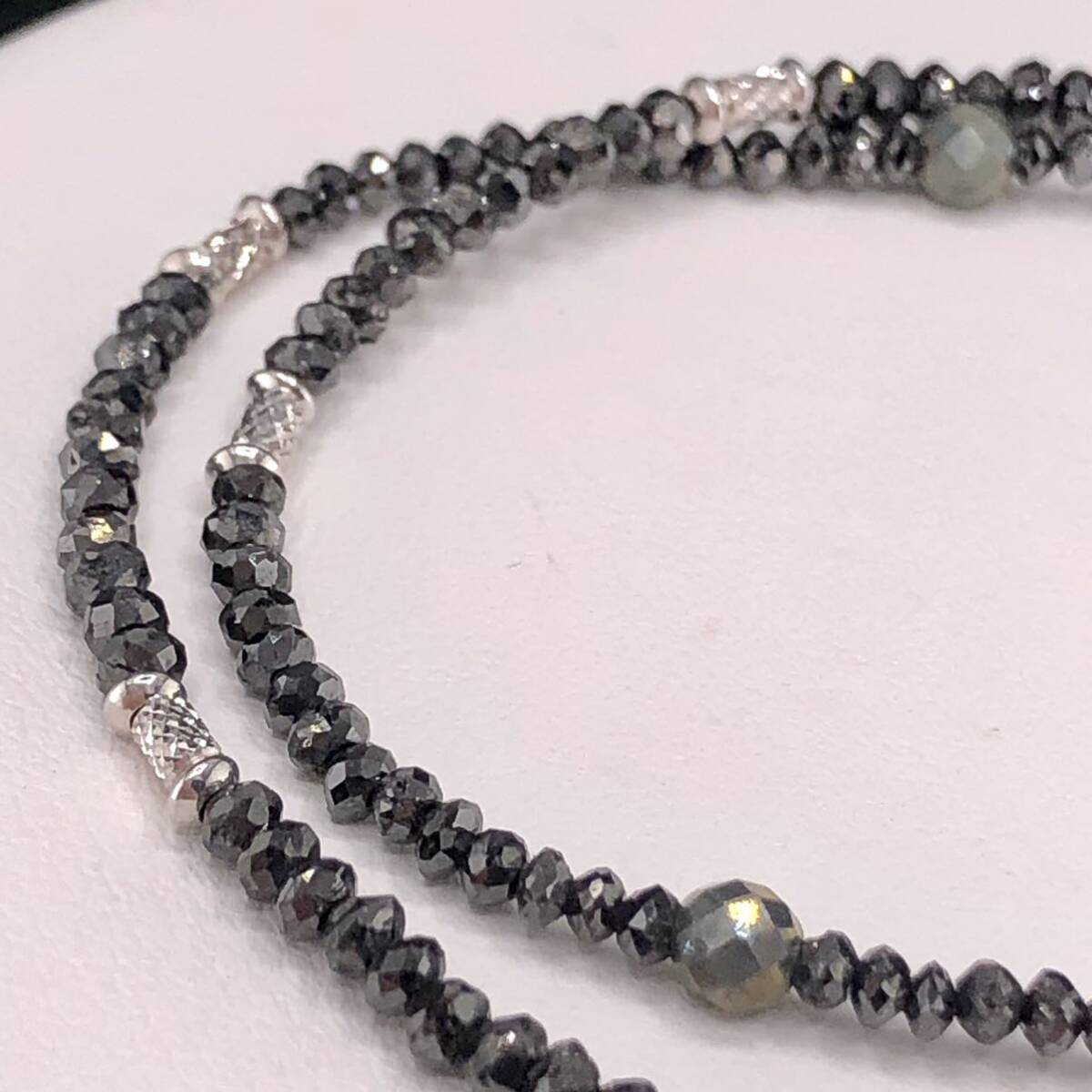 E03-10528 ブラックダイヤモンドネックレス 40cm 6.7g 20.00ct K18WG ( Black diamond necklace jewelry )の画像1