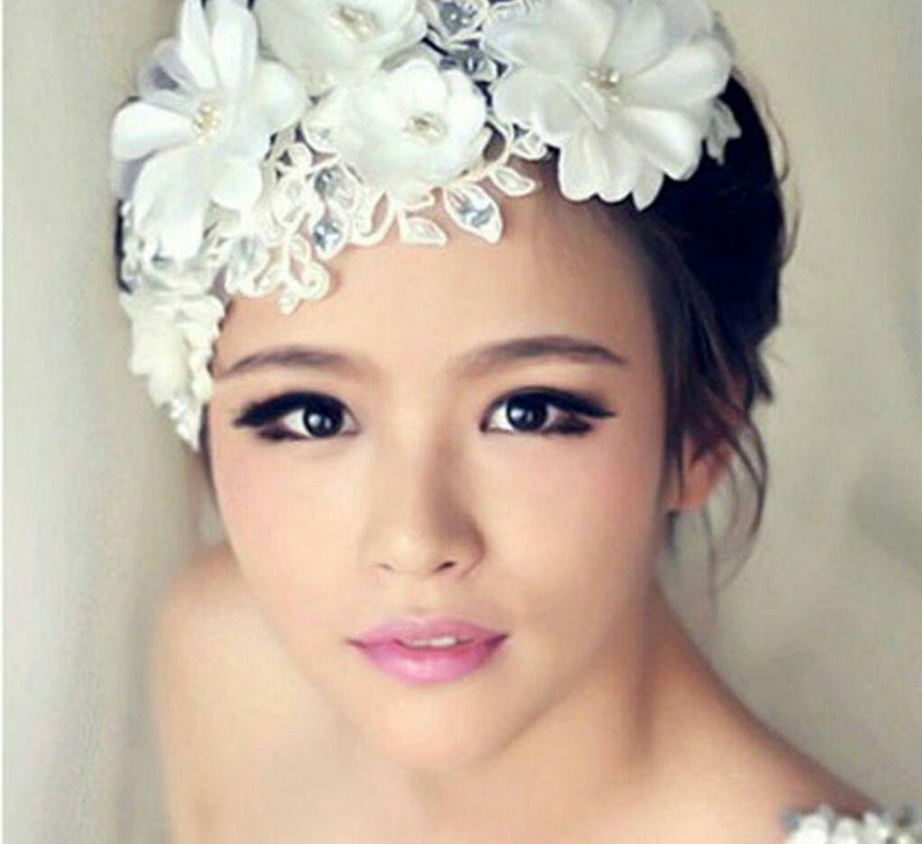 結婚式髪飾り新品大白花ブライダルフラワーヘアコサージュ☆ウエディングヘッドドレス
