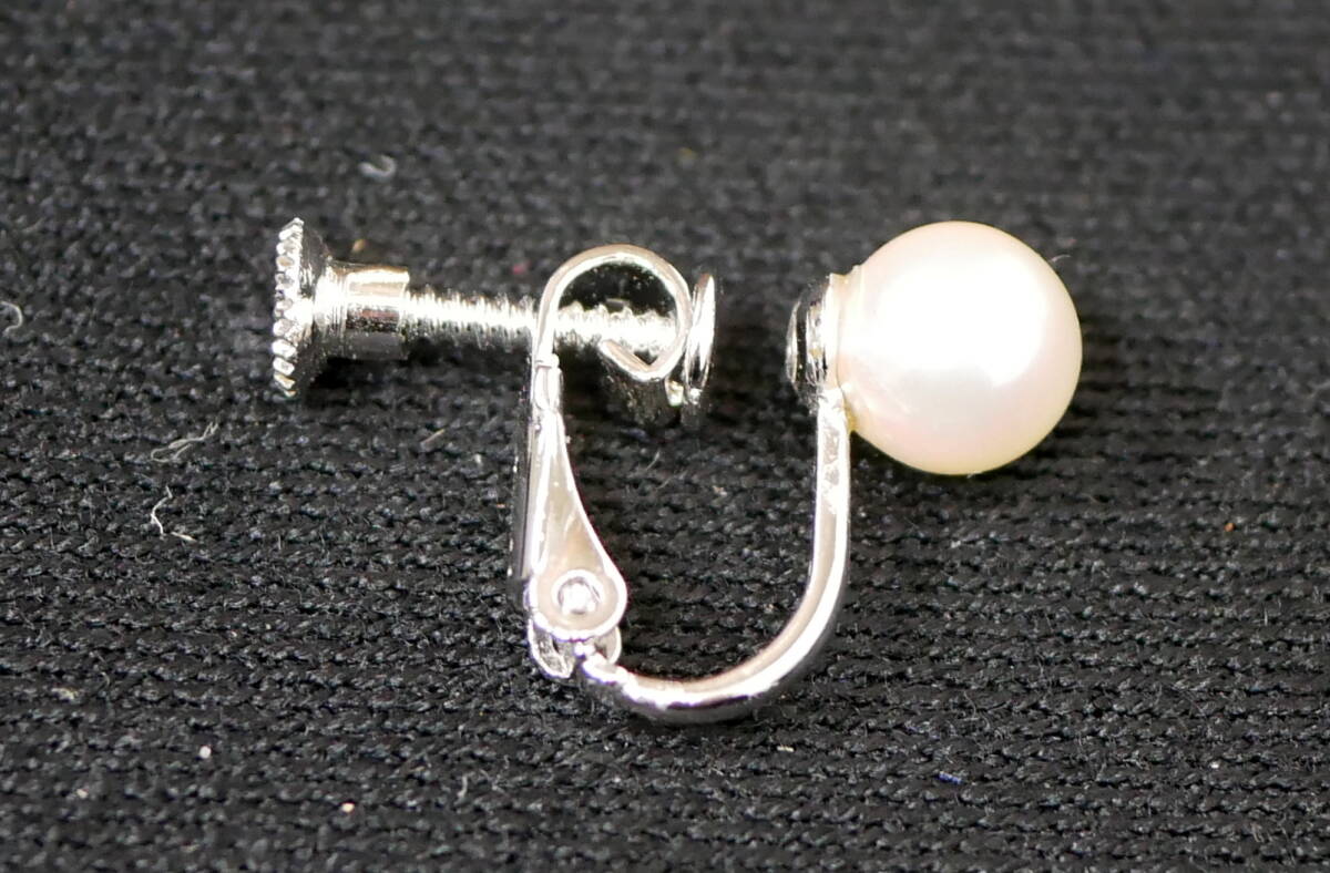 ▲(R604-B20)本真珠保障 SILVER 刻印 パール イヤリング 約6.7mm シルバー アクセサリー 装飾品の画像4