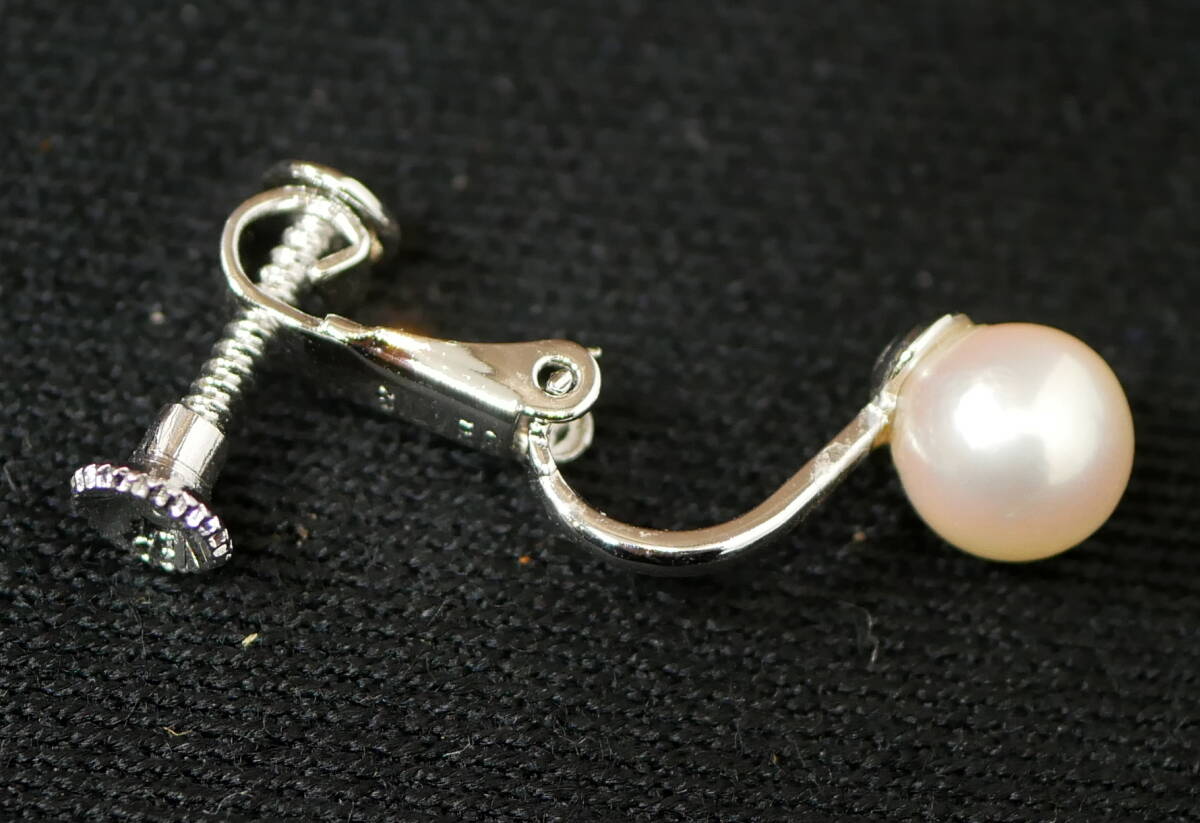 ▲(R604-B20)本真珠保障 SILVER 刻印 パール イヤリング 約6.7mm シルバー アクセサリー 装飾品の画像5