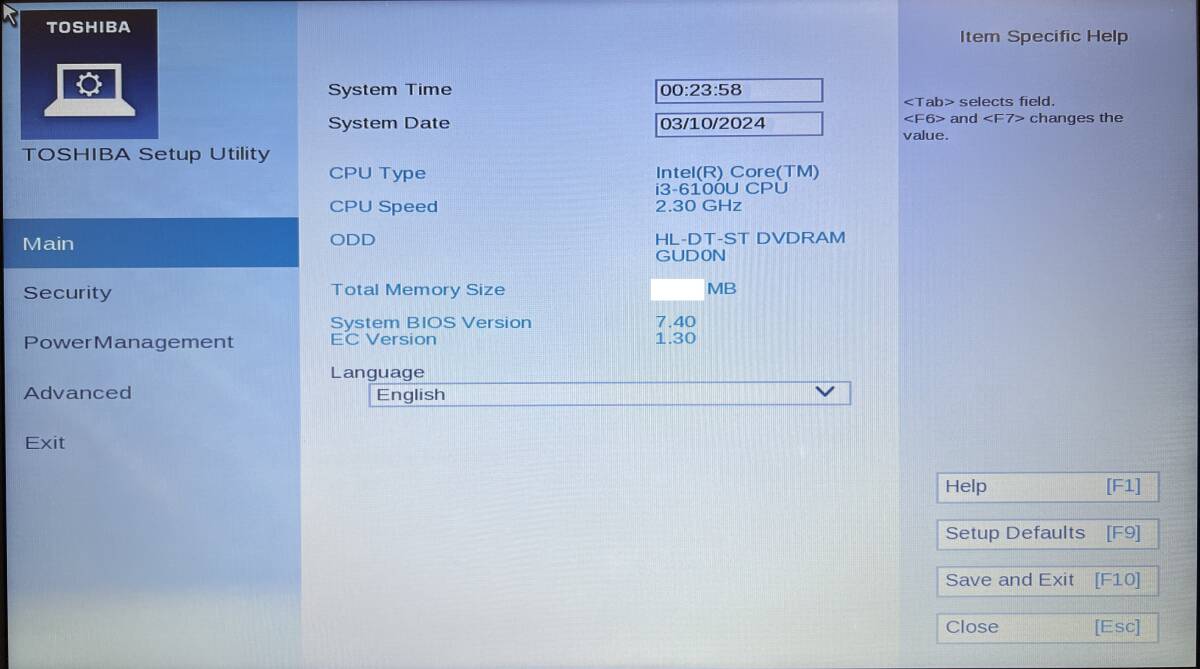 2310-11【送料無料】TOSHIBA dynabook B65/A 第6世代CPU Core i3-6100U 搭載 ジャンク品 A458の画像6