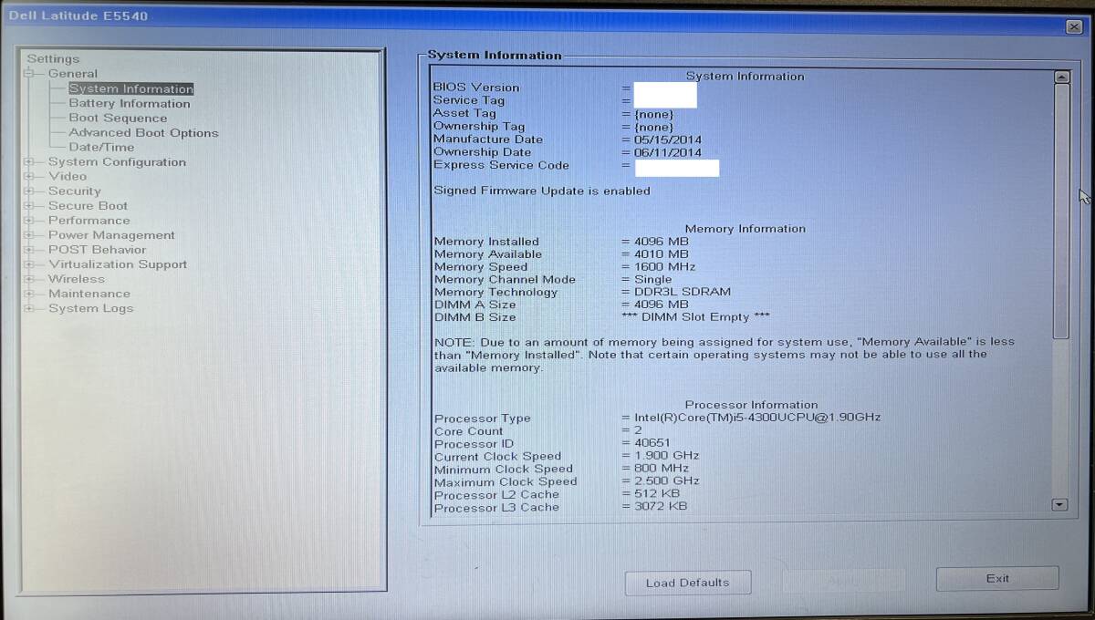2312-8【送料無料】Dell Latitude E5540 第4世代CPU Core i5-4300U 搭載 ジャンク品 A469_画像8