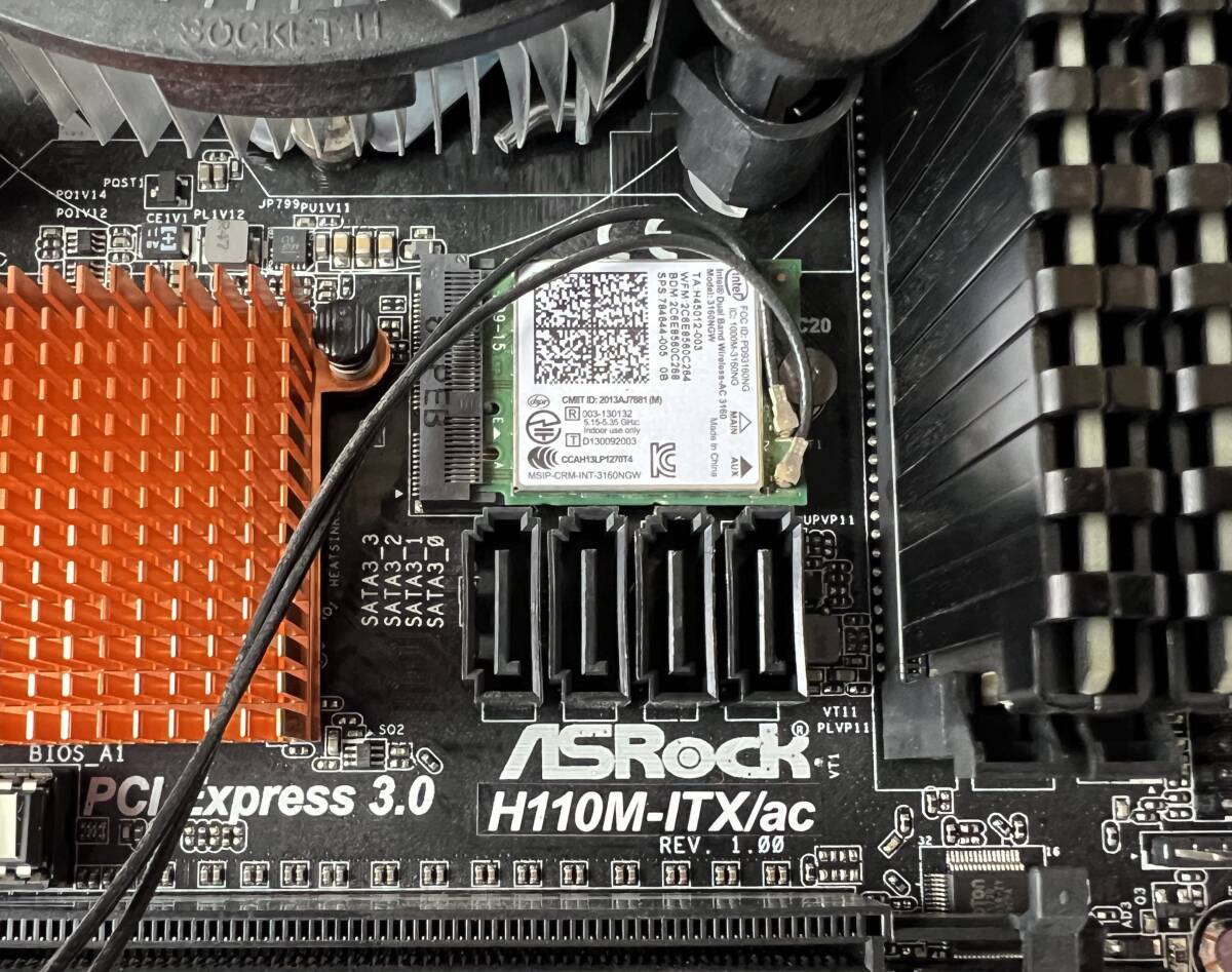 【送料無料】Core i7-6700＋ASRock H110M-ITX / ac ＋メモリ16GB 中古動作品 A509_画像2