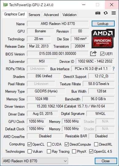 【送料無料】MSI Radeon HD 8770 1GB 中古品 動作確認済 A474_画像6
