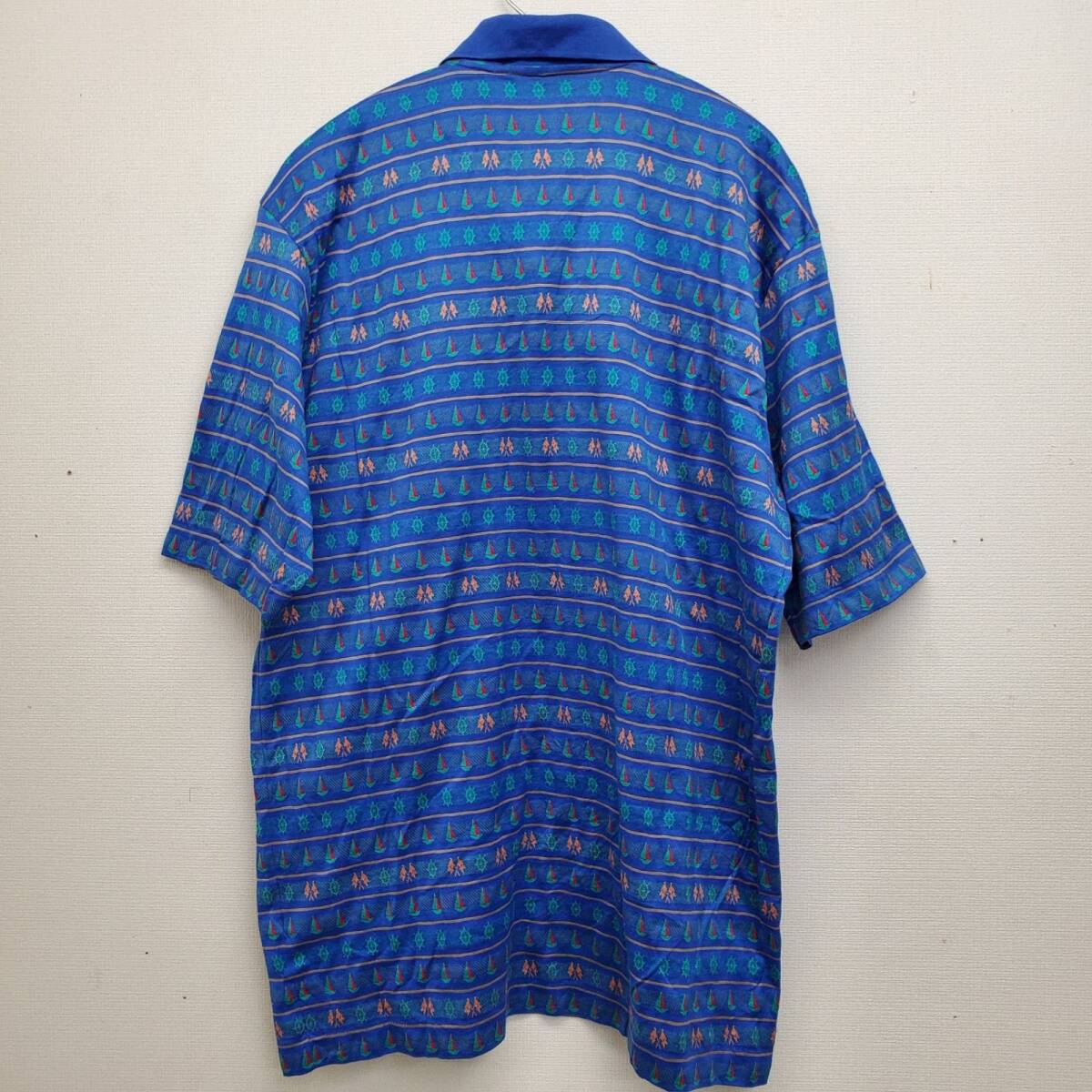 dunhill ダンヒル ポロシャツ シャツ カットソー ブルー系 メンズ イタリア製 XLサイズ【CT228】の画像3