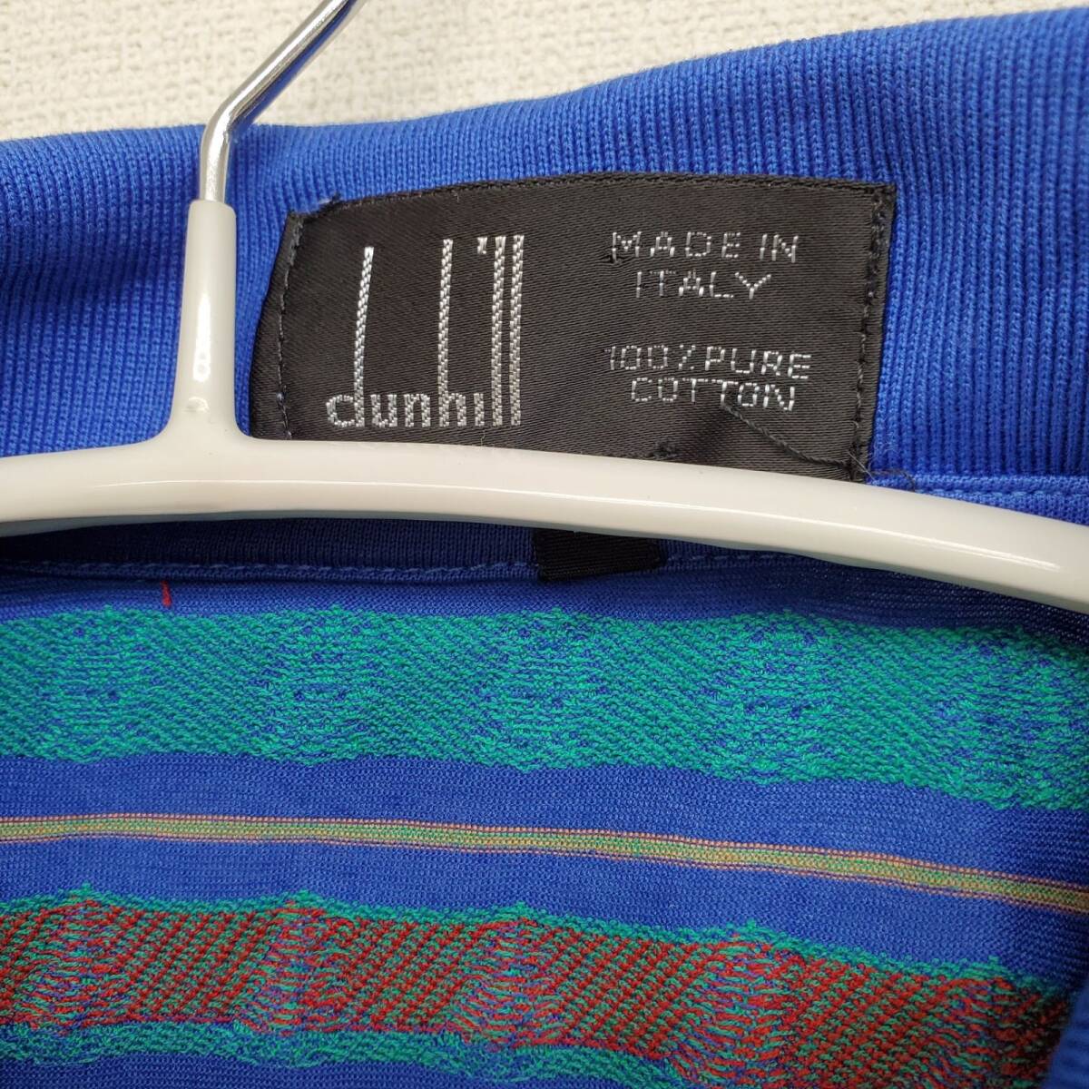 dunhill ダンヒル ポロシャツ シャツ カットソー ブルー系 メンズ イタリア製 XLサイズ【CT228】の画像5