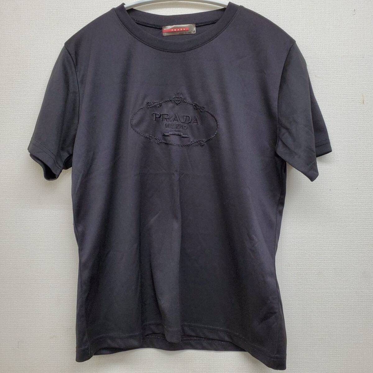 PRADA プラダ トップス tシャツ 半袖 カットソー ブラック系 レディース イタリア製【CT234】_画像2