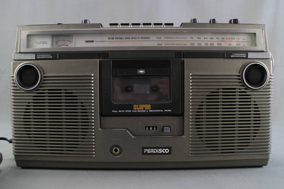 HITACHI FM AM ステレオカセットコーダー TRK-5280 ジャンク品 / 昭和レトロ ラジカセ PERDISCO 2WAYスピーカーシステム 日立の画像6