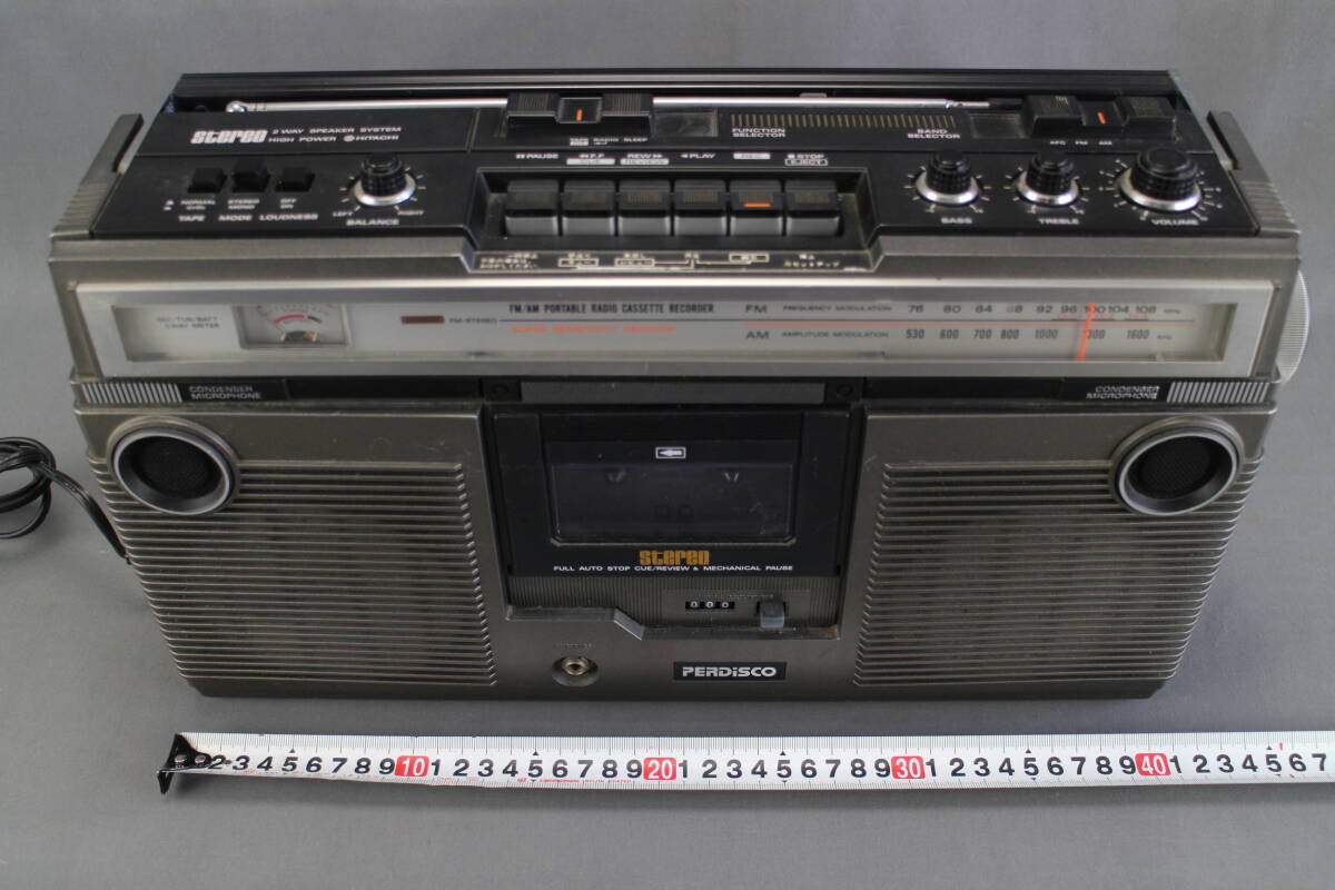 HITACHI FM AM ステレオカセットコーダー TRK-5280 ジャンク品 / 昭和レトロ ラジカセ PERDISCO 2WAYスピーカーシステム 日立の画像9