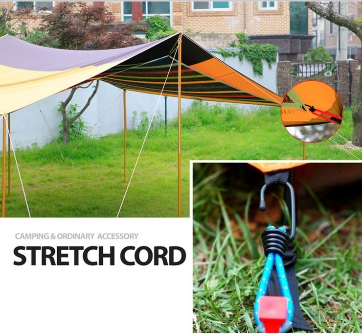 ストレッチロープ　フック　3本セット　テント　キャンプ　アウトドア　整理　落下防止　固定　バンド　ゴムdar-strhook_画像3