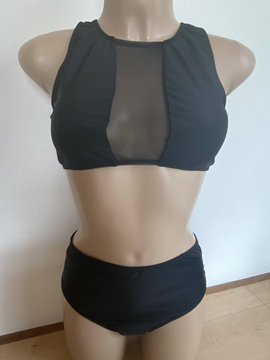  new goods XL see-through black beach volleyball bikini set swim land top and bottom 2 point set cup attaching racing bruma cosplay practice for 