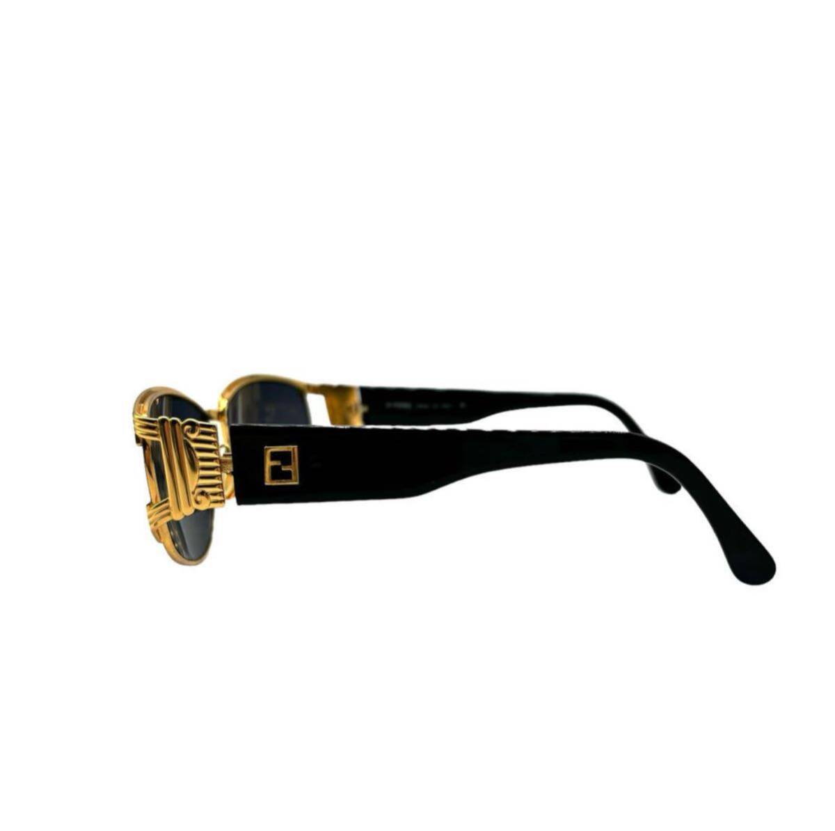  regular Fendi FENDI Classic luxury art sunglasses car i knee Gold × black Icon Logo F Zucca 3 ream line attached have glasses 