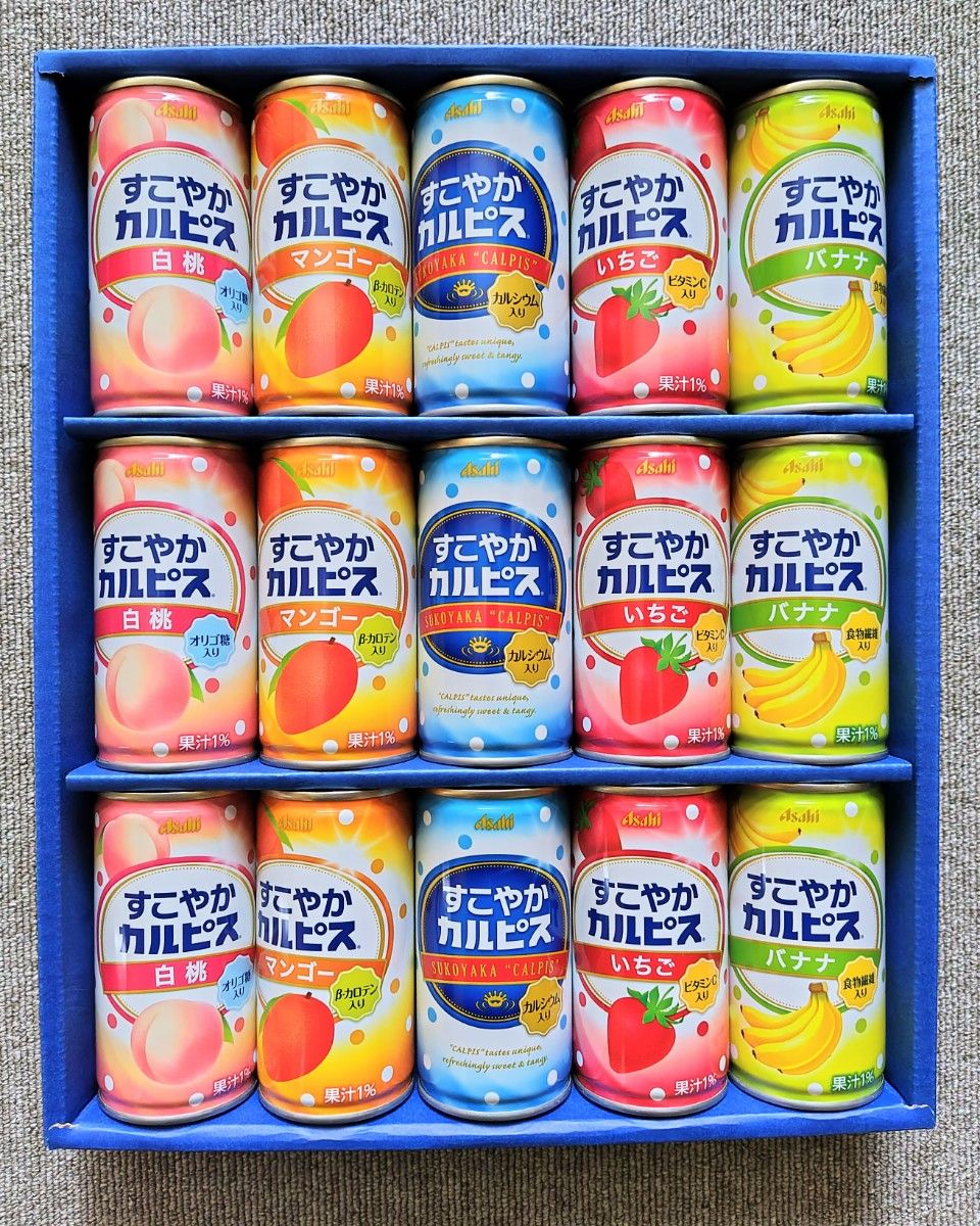 【新品】 アサヒ飲料 すこやかカルピス ギフト  190ｇ×5種 各3 計15缶 ×２ケース 計30缶