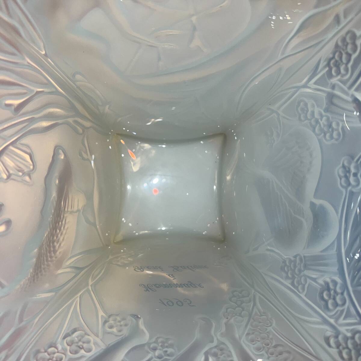 全国送料込 LALIQUE 花器 オマージュ 未使用 デッドストック オパールセント 世界限定500個の 一桁台 003/500 定価50万円 ラリック 元箱付の画像7