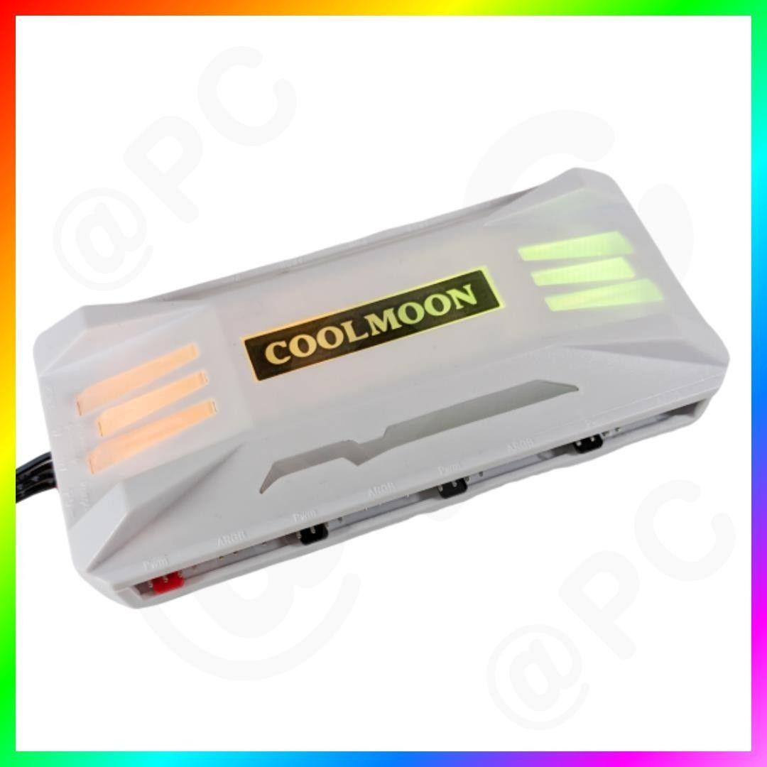 【新品・白】 COOLMOON　ARGB ファンコントローラー　PWM 温度制御／リモコン制御　リモコン付 ファンハブ HUB