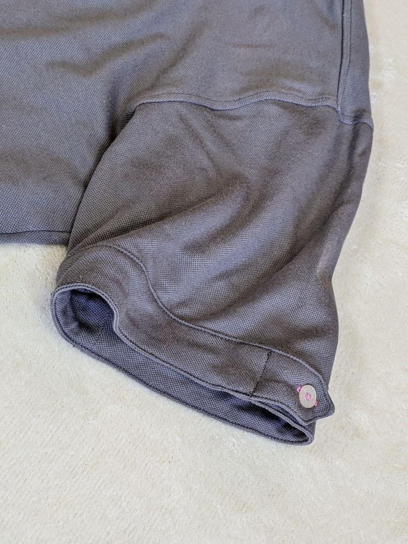 【アディダス】シャツ　半袖　ゴルフウェア　O　XL　グレー　ワンポイント刺繍　メンズ　大きいサイズ　ボタンダウン　ストレッチ