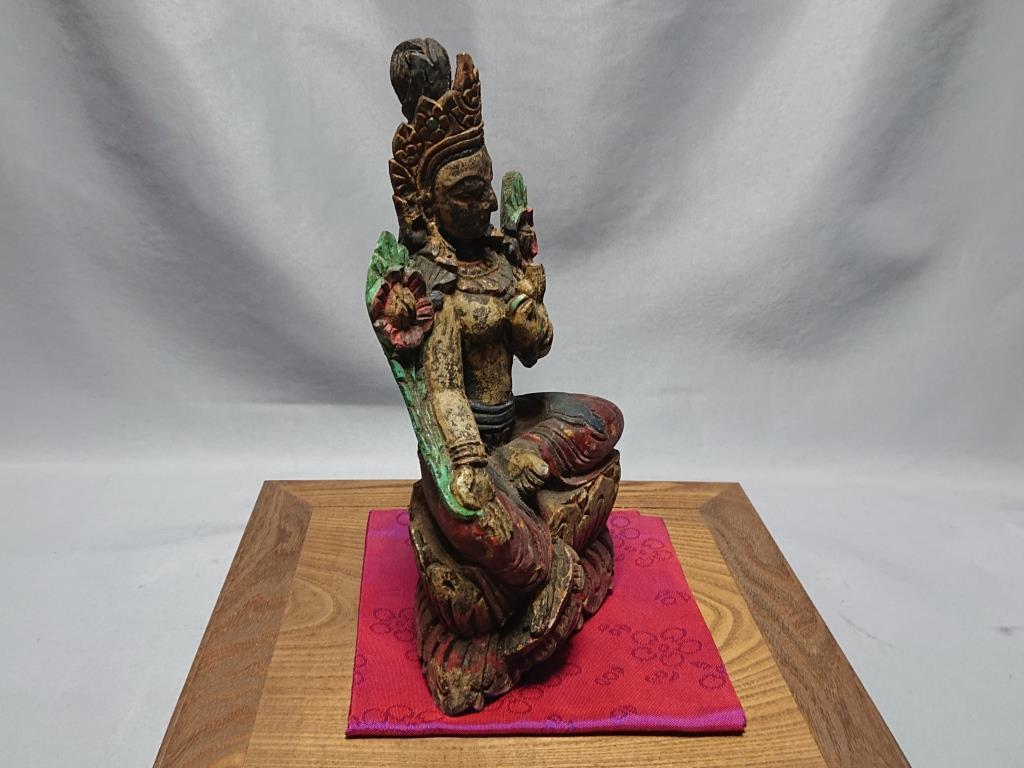 コレクター収集品 ガンダーラ美術 ミャンマー 木彫彩色仏像 （B） の画像2