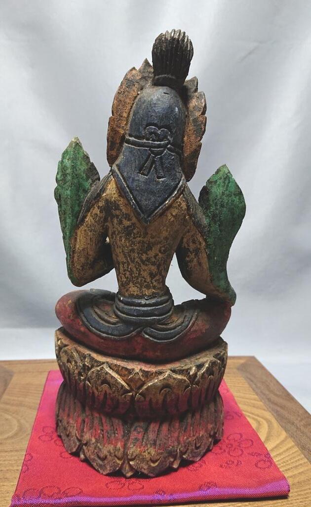 コレクター収集品 ガンダーラ美術 ミャンマー 木彫彩色仏像 （B） の画像7