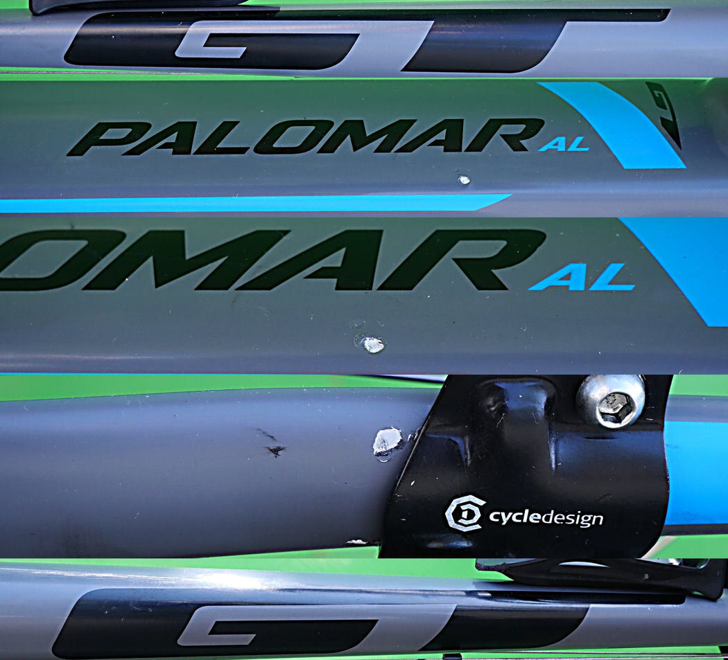 GT(ほぼ綺麗)タイヤ新品)PALOMAR AL)Shimano 21s)ct38)27.5インチ)グレーカラー)マウンテンバイクの画像2