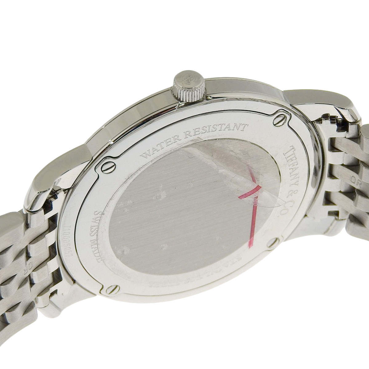 ティファニー TIFFANY & Co. マーク クォーツ 腕時計 SS ステンレス アイボリー系 シェル文字盤 メンズ 4198_画像4