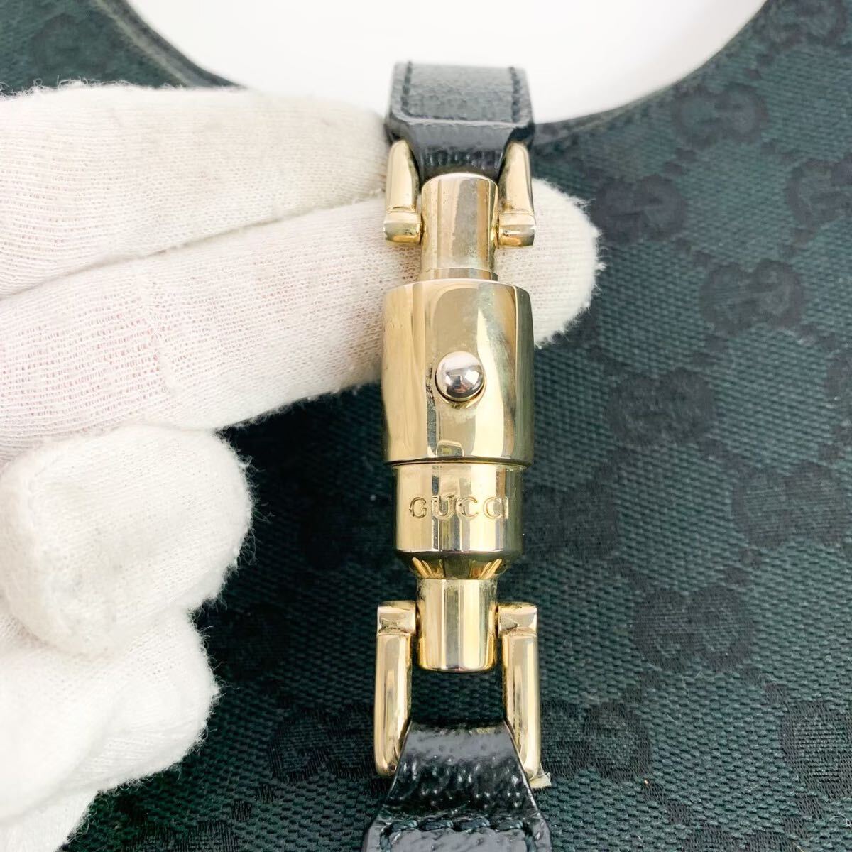 極美品 GUCCI グッチ GGキャンバス ニュージャッキー ショルダーバッグ ハンドバッグ ワンショルダー スタッズ 124407 ブラック 黒 肩掛け_画像9