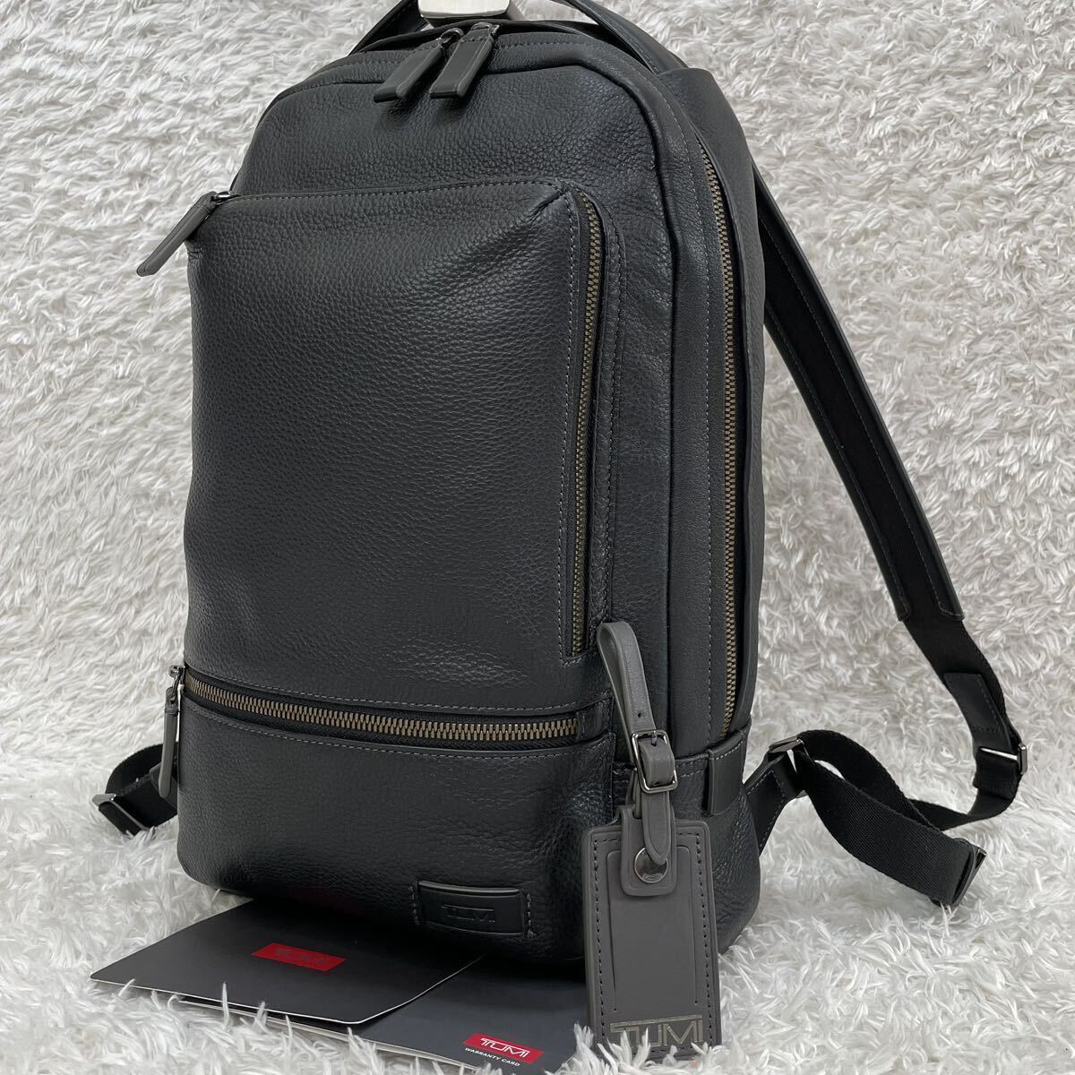 【極美品 希少】TUMI トュミ Harrison Bates ハリソン ベンツ オールレザー リュック バックパック シボ革 63009DP ビジネス 通勤 黒_画像1